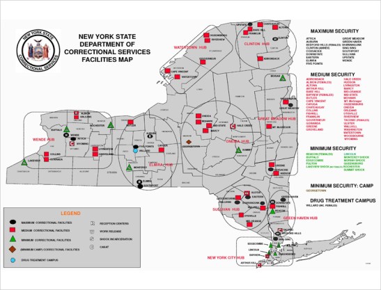 Map of NYC prison facilities