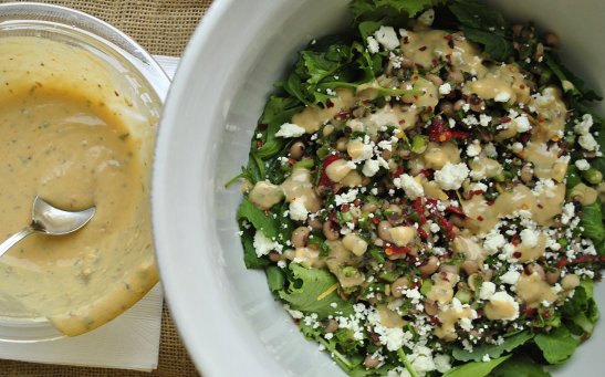 Black-eye Pea and Kale Salad with Chickpea Vinaigrette