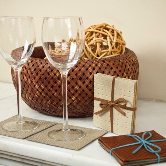 Check out these eclectic leather coasters. Soft, yet funky touches for the home. By By Terina Nicole of Jypsea Leather Goods.