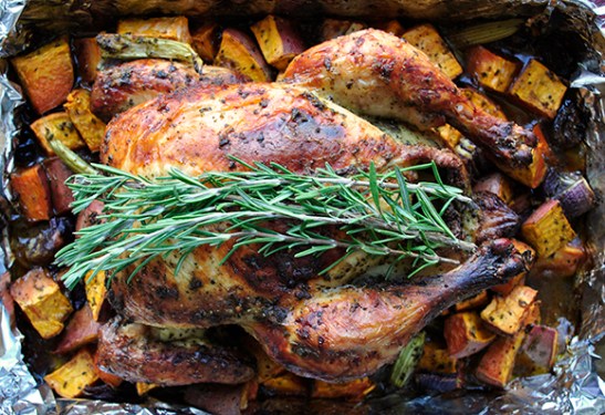 Provencal-Inspired Roast Chicken with Sweet Potatoes by MyLifeRunsOnFood.com