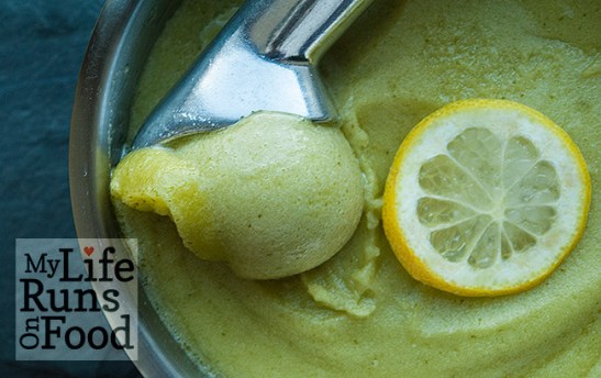 Lemon Basil Sorbet by Sanura Weathers of MyLifeRunsOnFood.com