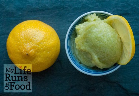 Lemon Basil Sorbet by Sanura Weathers of MyLifeRunsOnFood.com